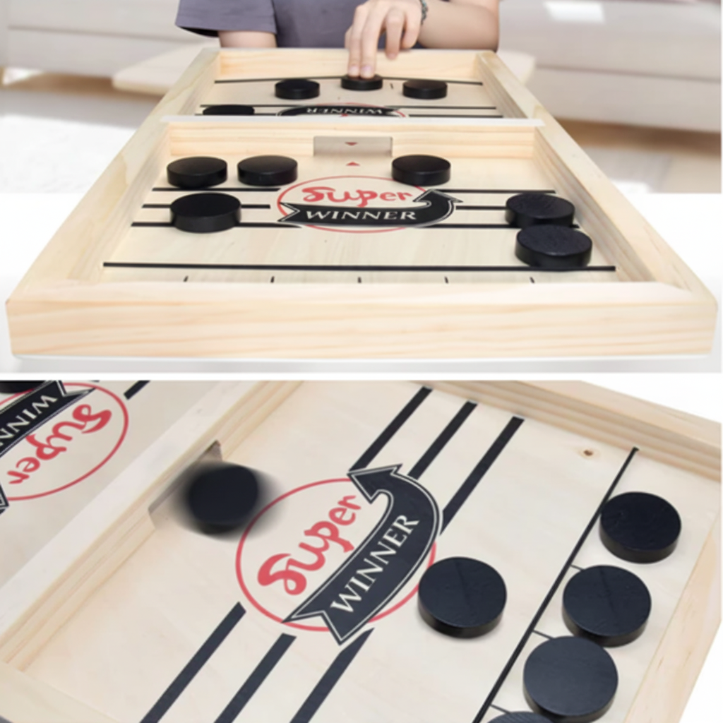 Fun Wooden Sliding Disc Game for Family Travel