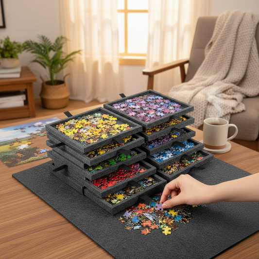 Portable Jigsaw Puzzle Box with Organizers - Lusomart