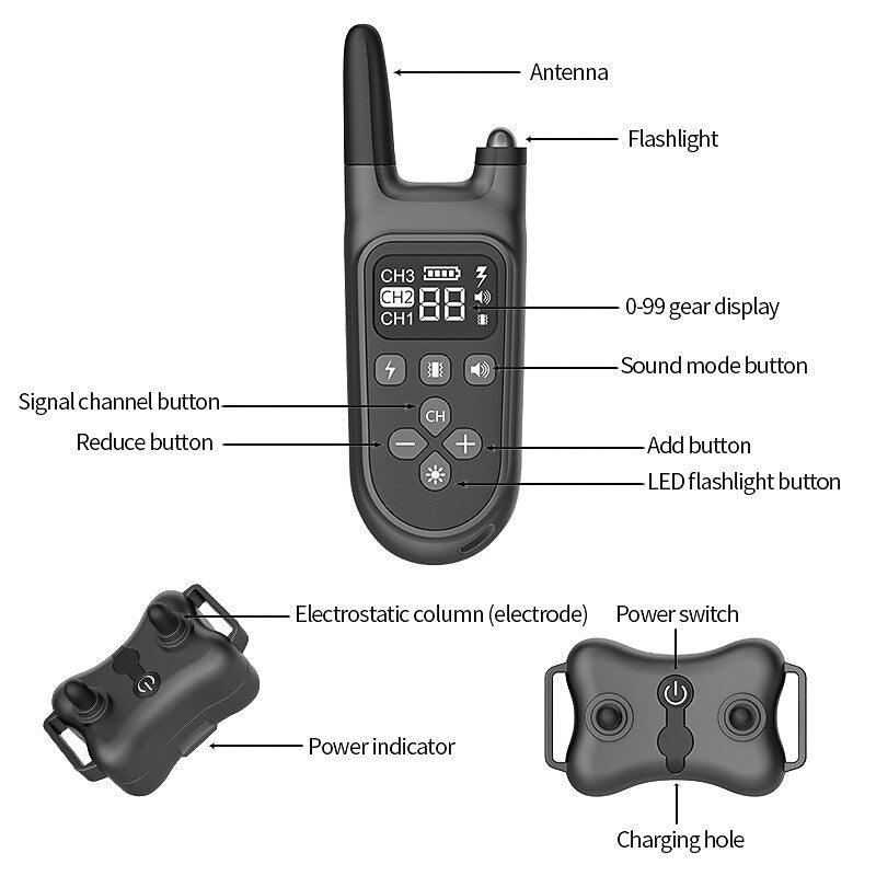 Pet Training Collar with Beep, Vibe, Shock Functions