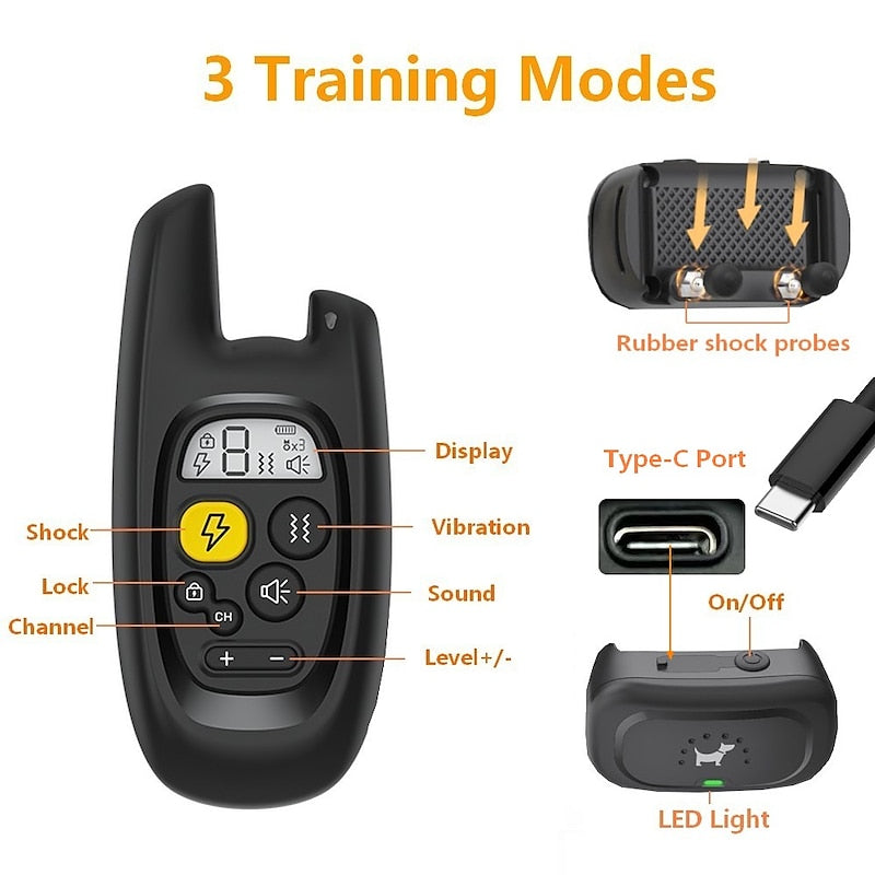 Waterproof Rechargeable Remote Dog Training Collar