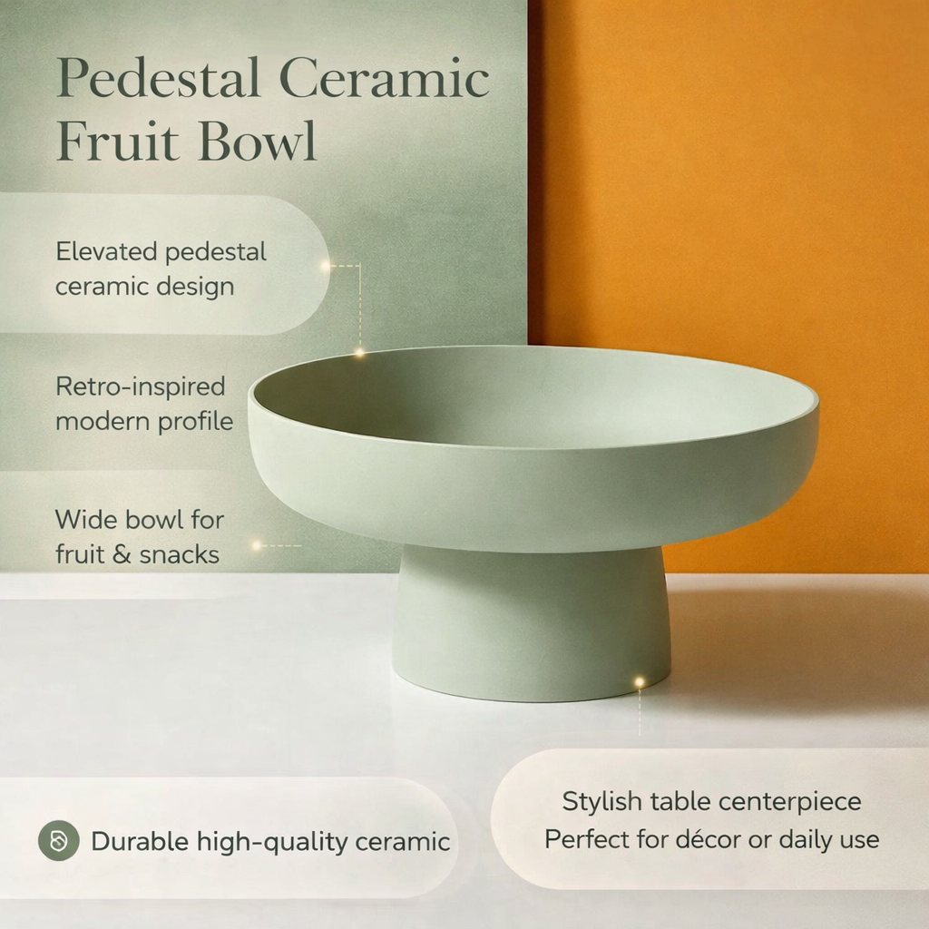 Classic White Ceramic Fruit Bowl Decorative Table Centerpiece
