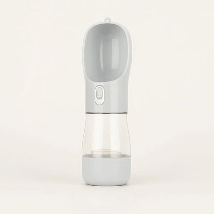 Stylish pet water bottles available in four colors: pink, blue, green, and grey for every pet owner