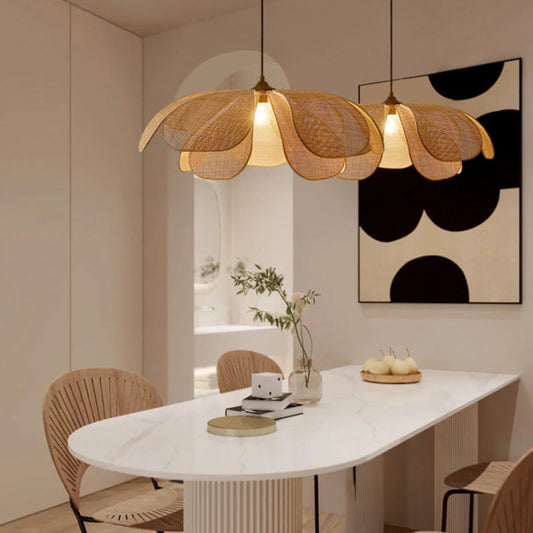 Natural Rattan Floral Hanging Light Fixture - Lusomart