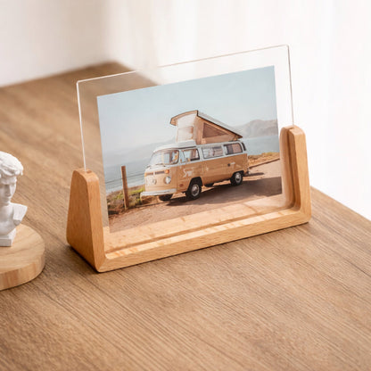 Clear Acrylic Picture Frame Wooden Desktop Holder