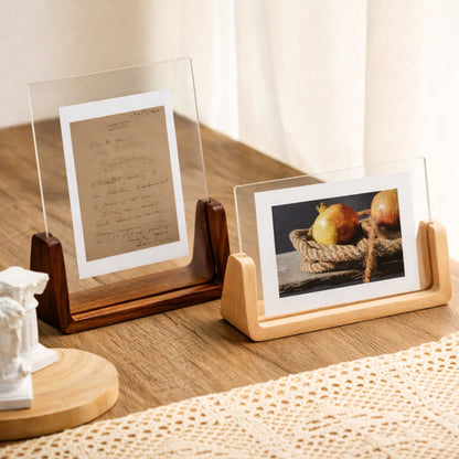 Clear Acrylic Picture Frame Wooden Desktop Holder - Lusomart