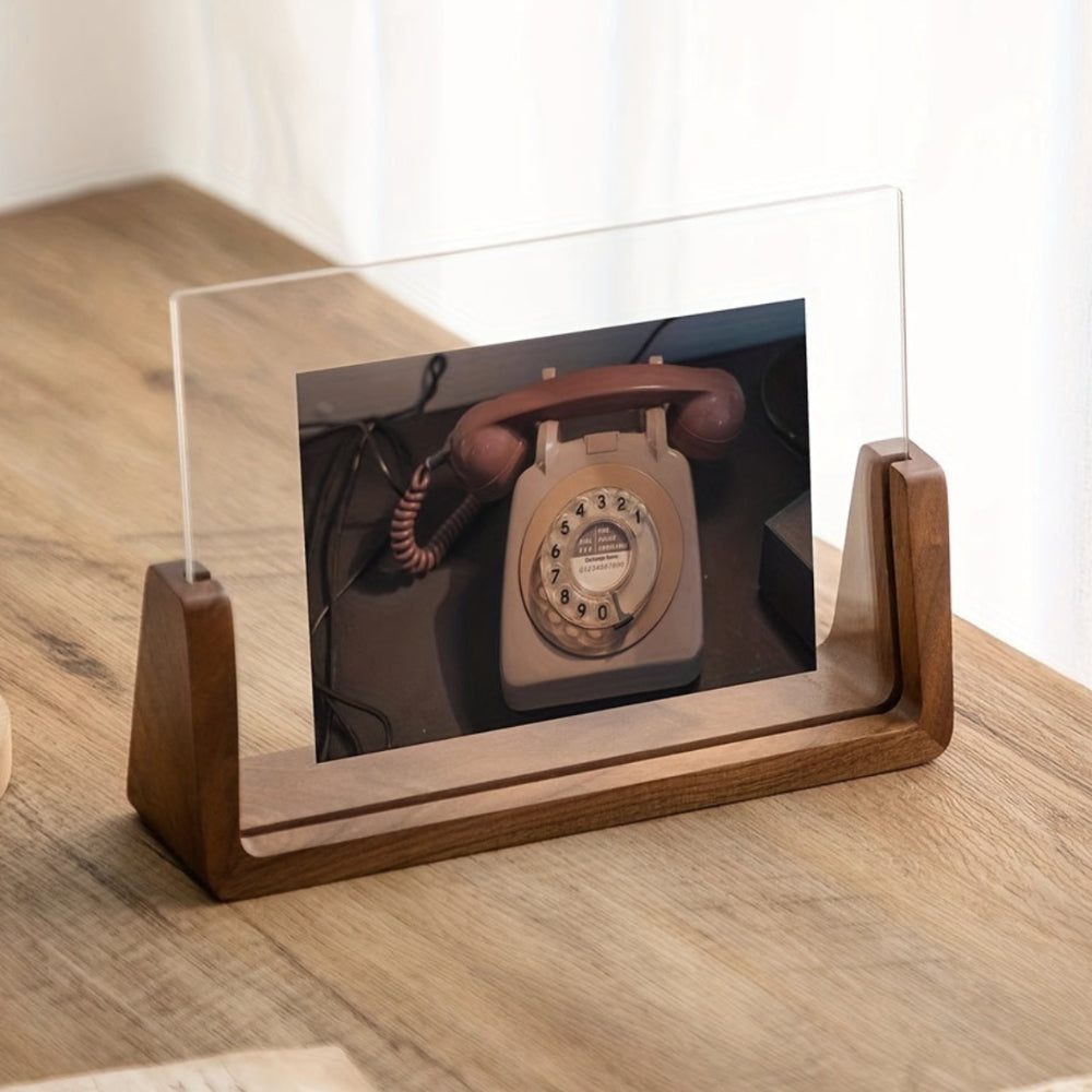 Clear Acrylic Picture Frame Wooden Desktop Holder
