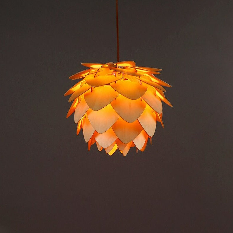 PineGlow | Rustic Wooden Pendant Kitchen Light Fixture with Warm Ambiance 1