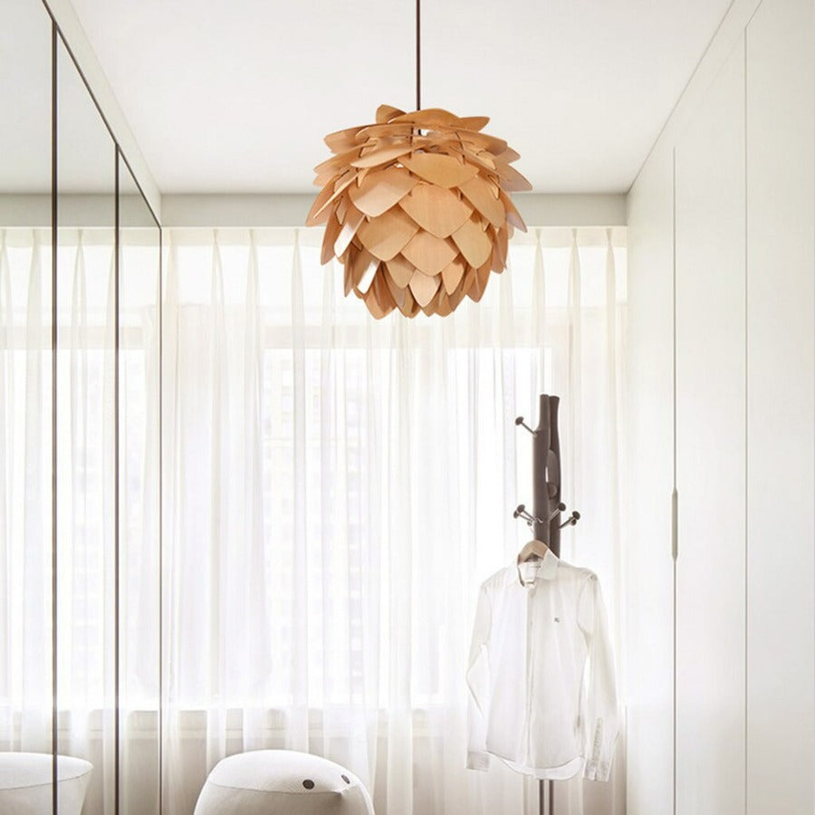 PineGlow | Rustic Wooden Pendant Kitchen Light Fixture with Warm Ambiance 3
