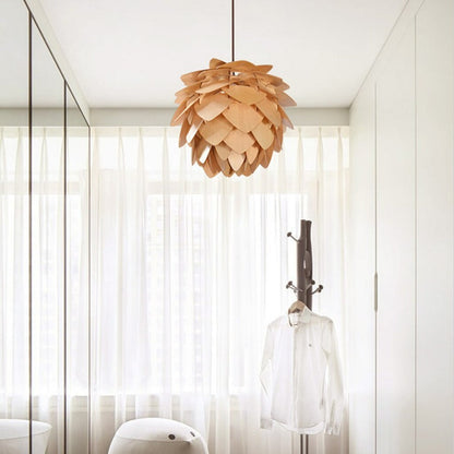 PineGlow | Rustic Wooden Pendant Kitchen Light Fixture with Warm Ambiance 3