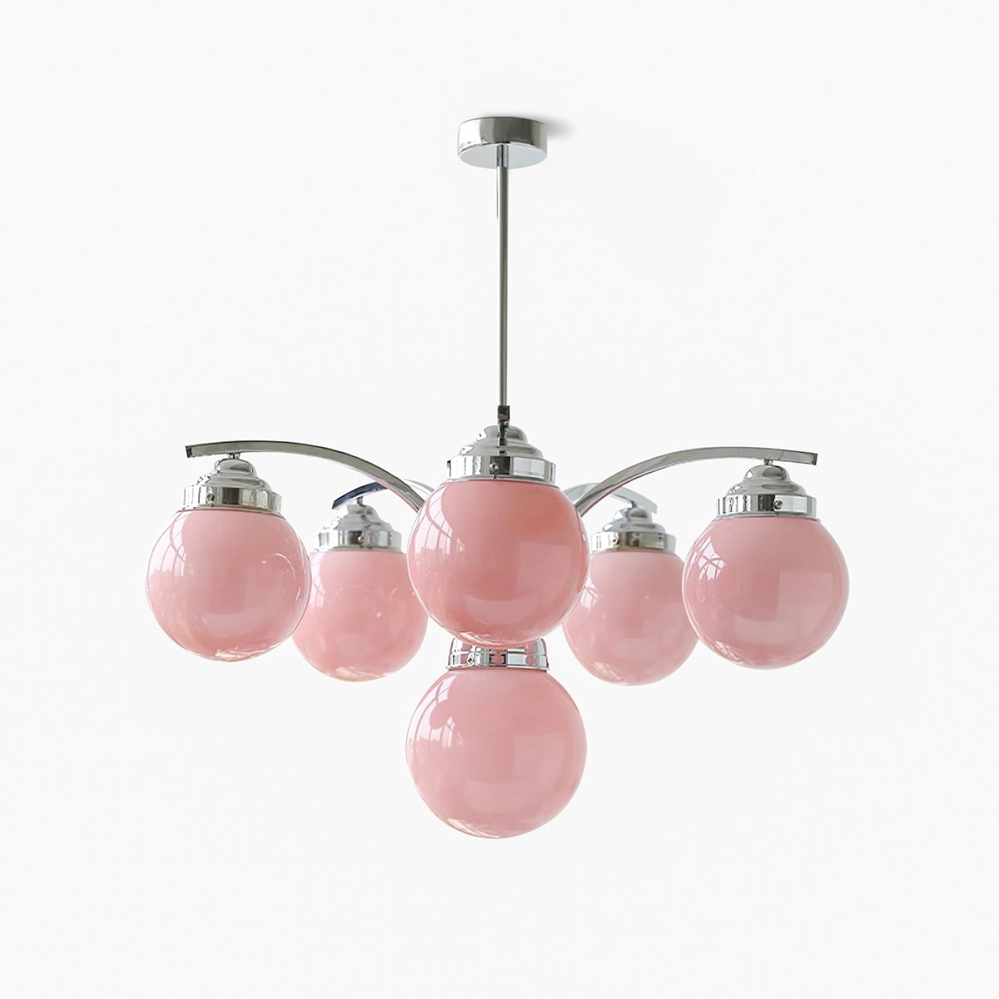 Round Rosy White Crystal Chandelier Soft Glow