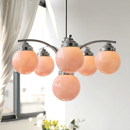 Round Rosy White Crystal Chandelier Soft Glow