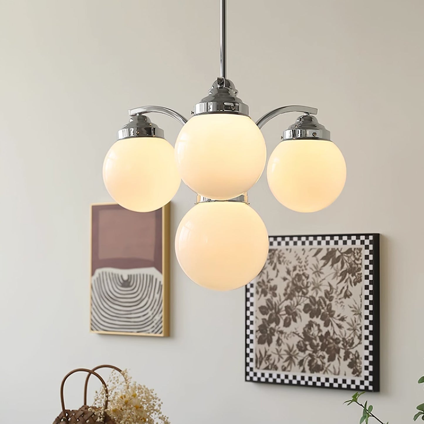 Round Rosy White Crystal Chandelier Soft Glow