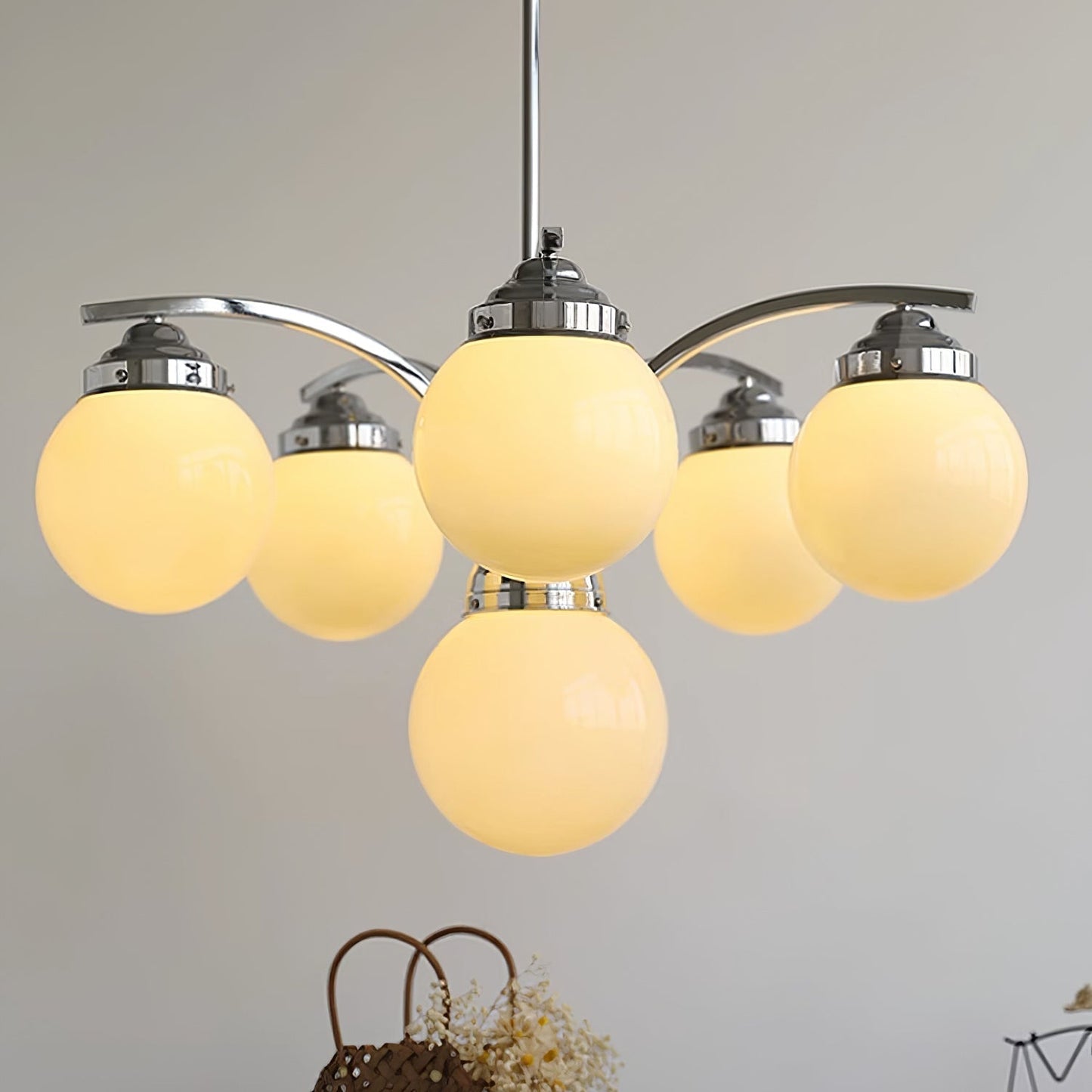Round Rosy White Crystal Chandelier Soft Glow