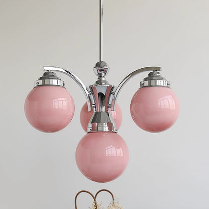 Round Rosy White Crystal Chandelier Soft Glow
