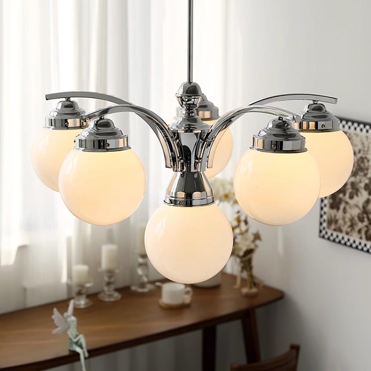 Round Rosy White Crystal Chandelier Soft Glow