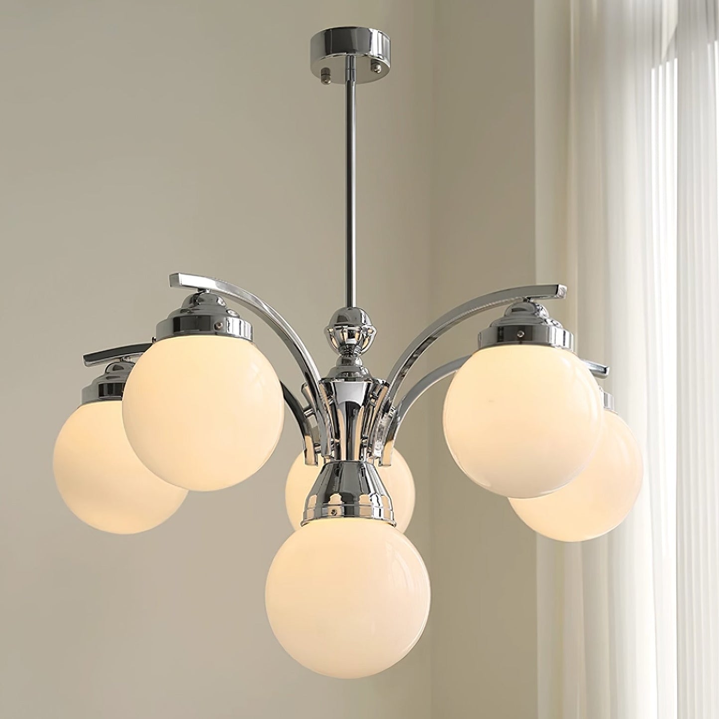Round Rosy White Crystal Chandelier Soft Glow