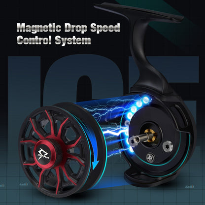 Premium Carbon Inline Ice Fishing Reel with Magnetic System
