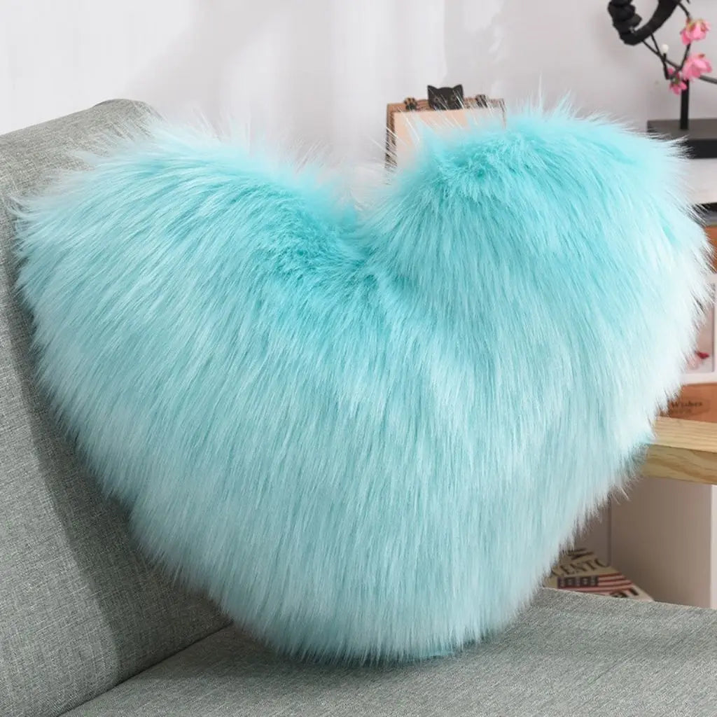 Heart shaped throw pillow plush fabric fiber filling modern decorative accent for home interior