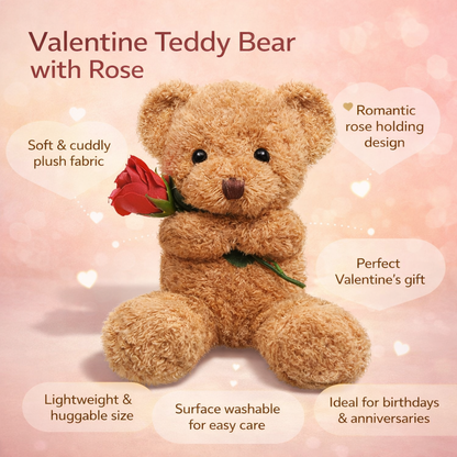 Cuddly Valentine Bear Teddy Soft Pink Stuffed Animal