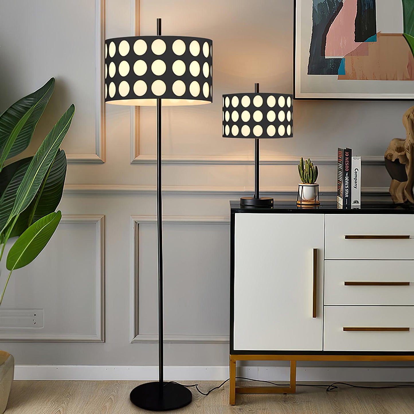 PolkaGlow | Stylish Modern Fabric Arc Floor Lamp with Shade 5