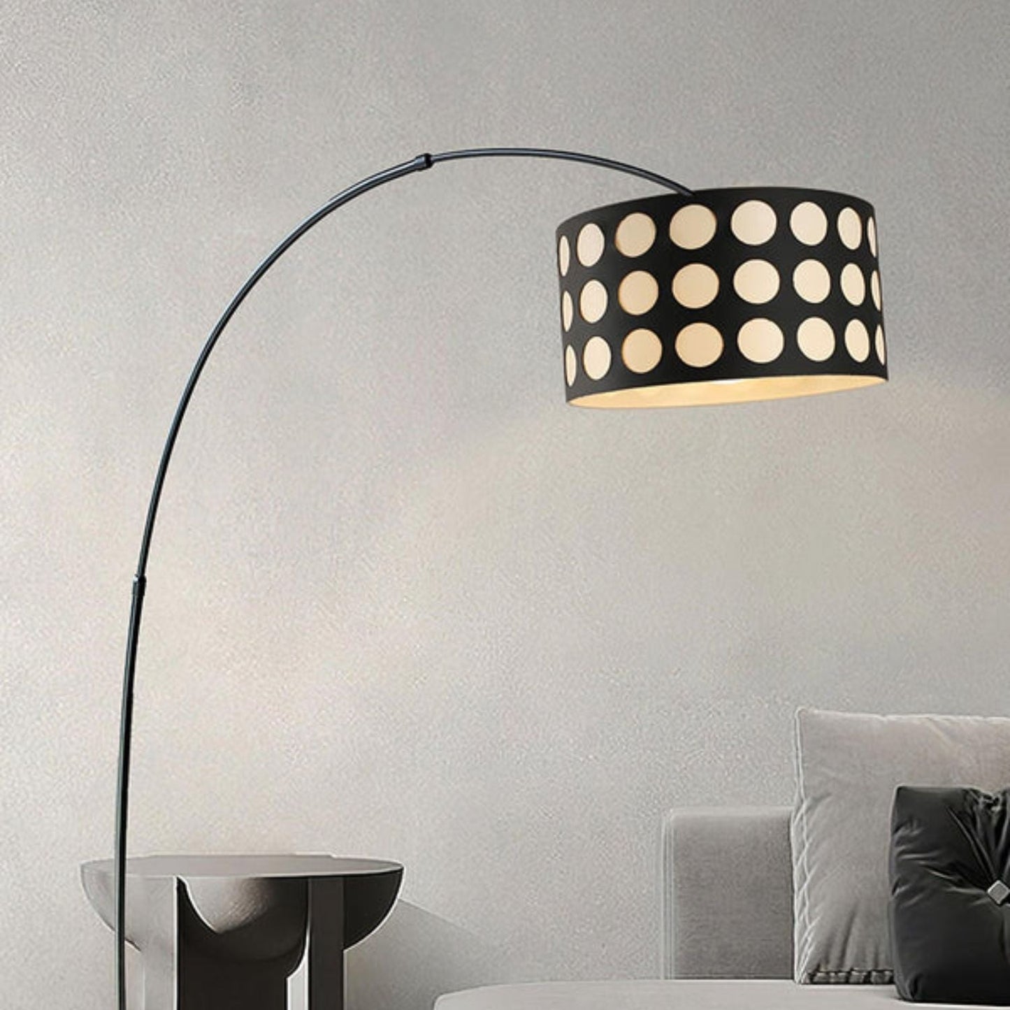 PolkaGlow | Stylish Modern Fabric Arc Floor Lamp with Shade 6