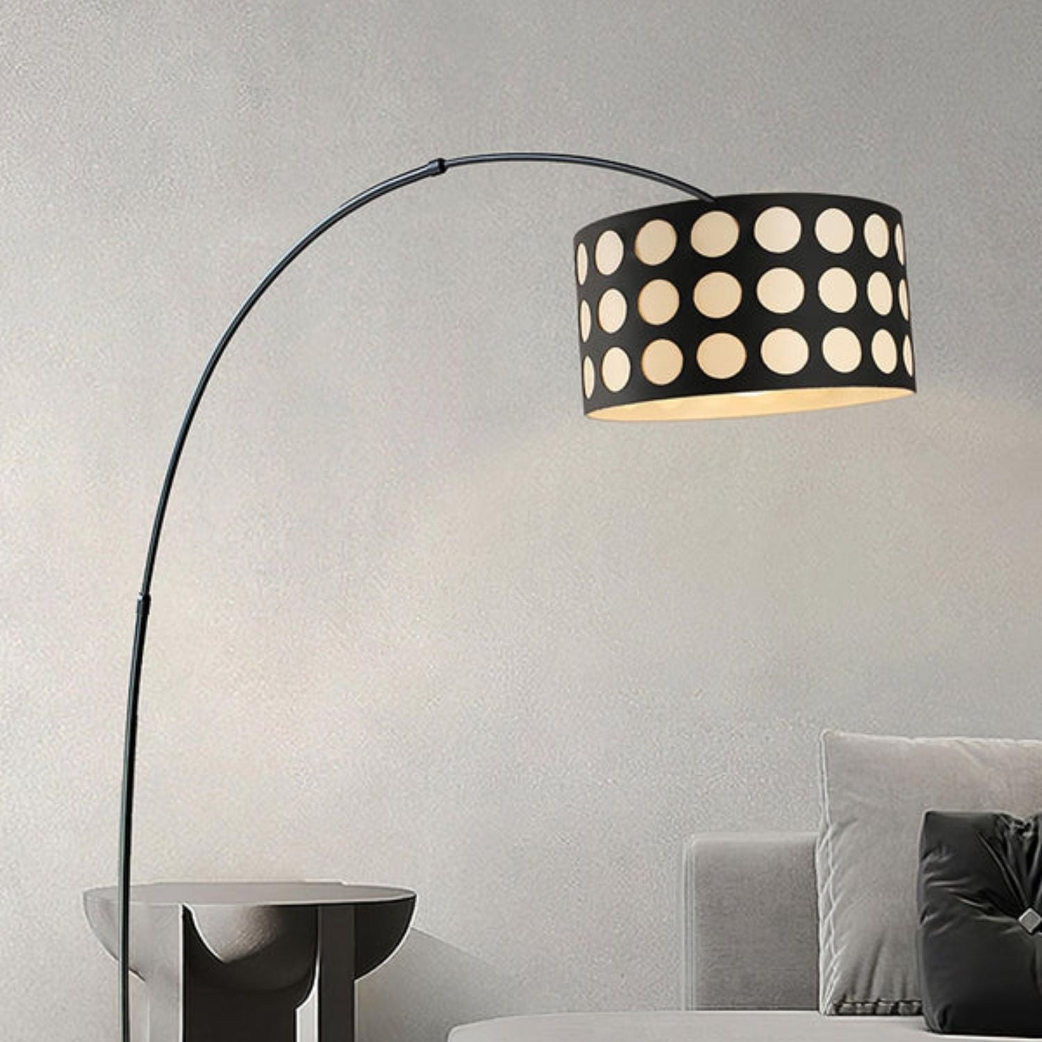 PolkaGlow | Stylish Modern Fabric Arc Floor Lamp with Shade 6