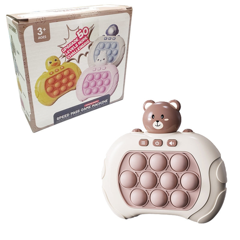PopSpark – Portable bubble game console with light-up buttons and pop-it layout 1