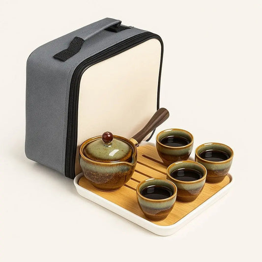Vintage Tea Set with Mugs & Storage Box - Lusomart
