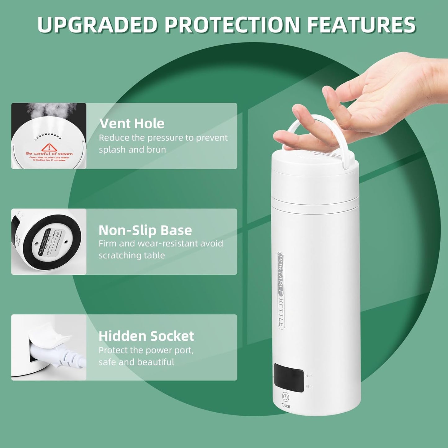 Portable Fast 1L Travel Electric Kettle with Auto Off