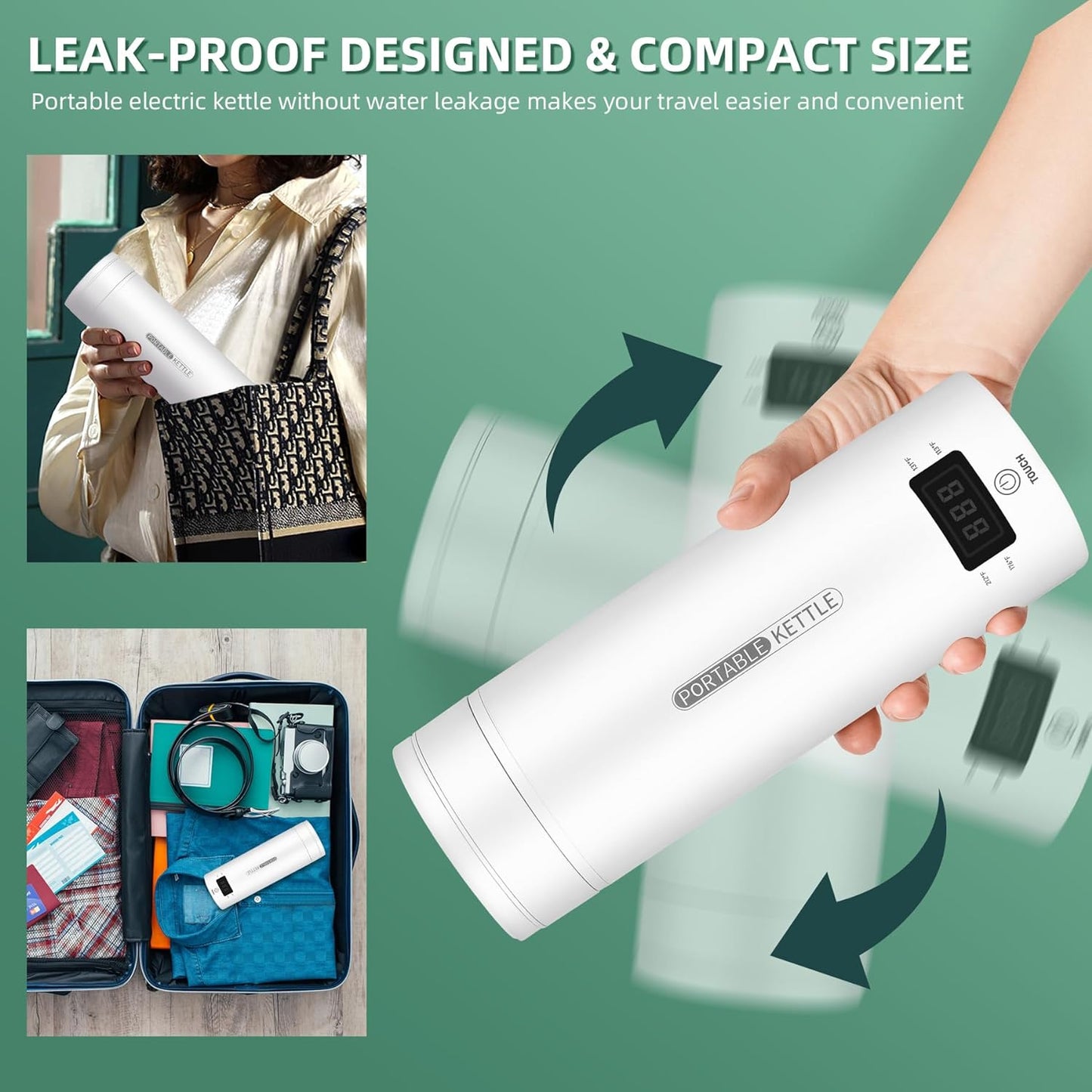 Portable Fast 1L Travel Electric Kettle with Auto Off