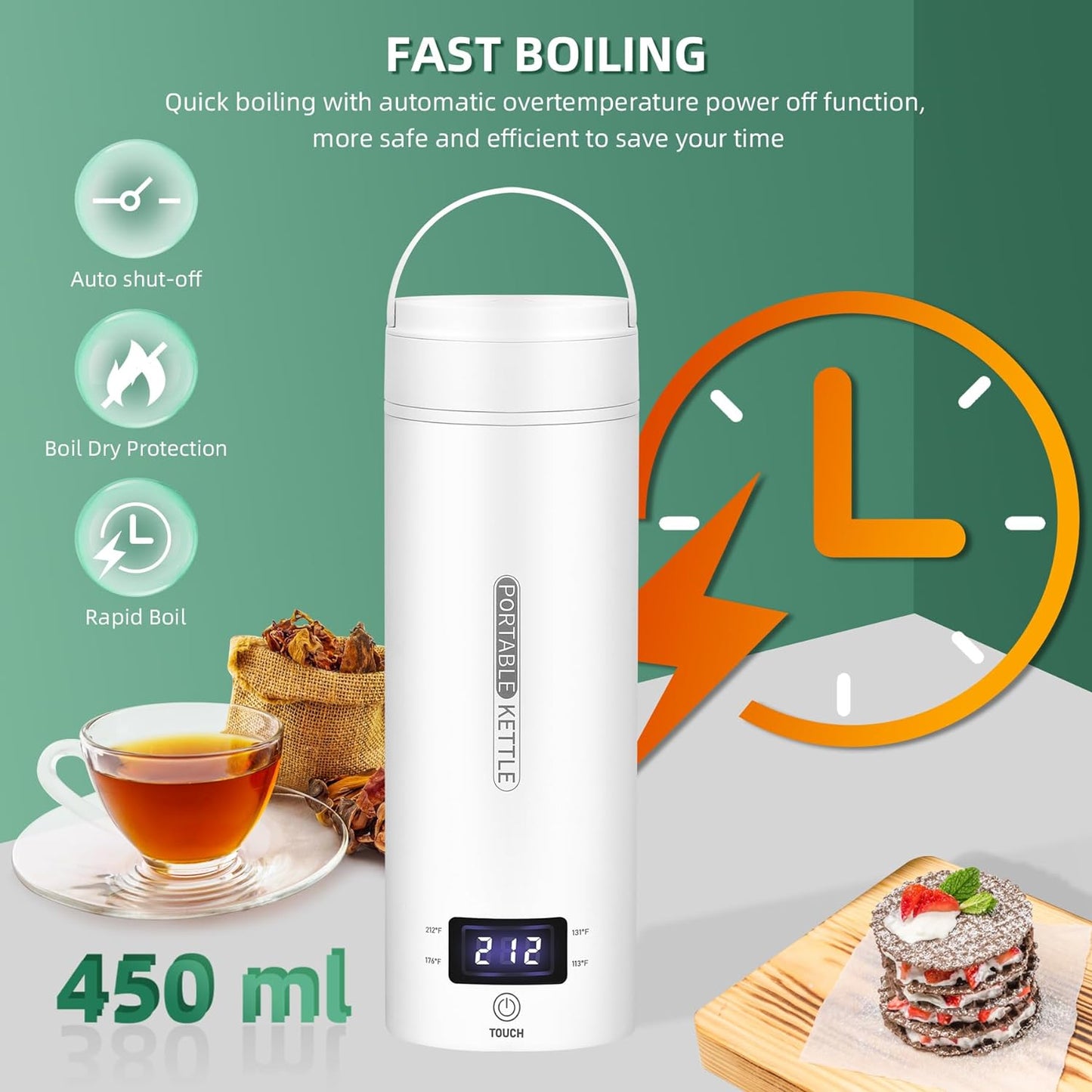 Portable Fast 1L Travel Electric Kettle with Auto Off