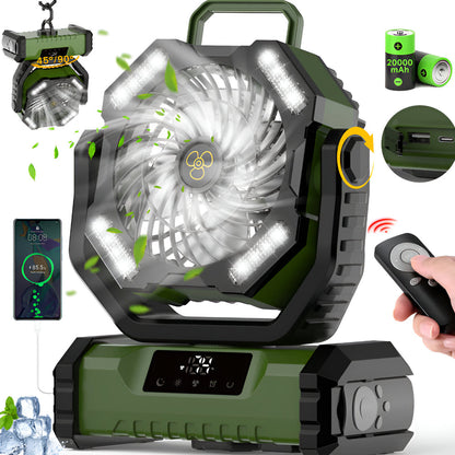 Compact Battery Powered Outdoor Camping Fan with Remote