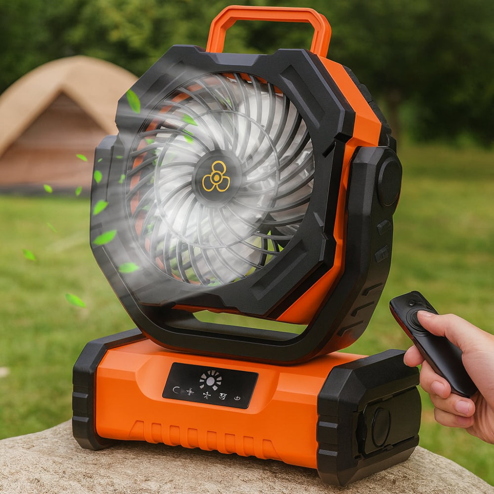 Compact Battery Powered Outdoor Camping Fan with Remote - Lusomart