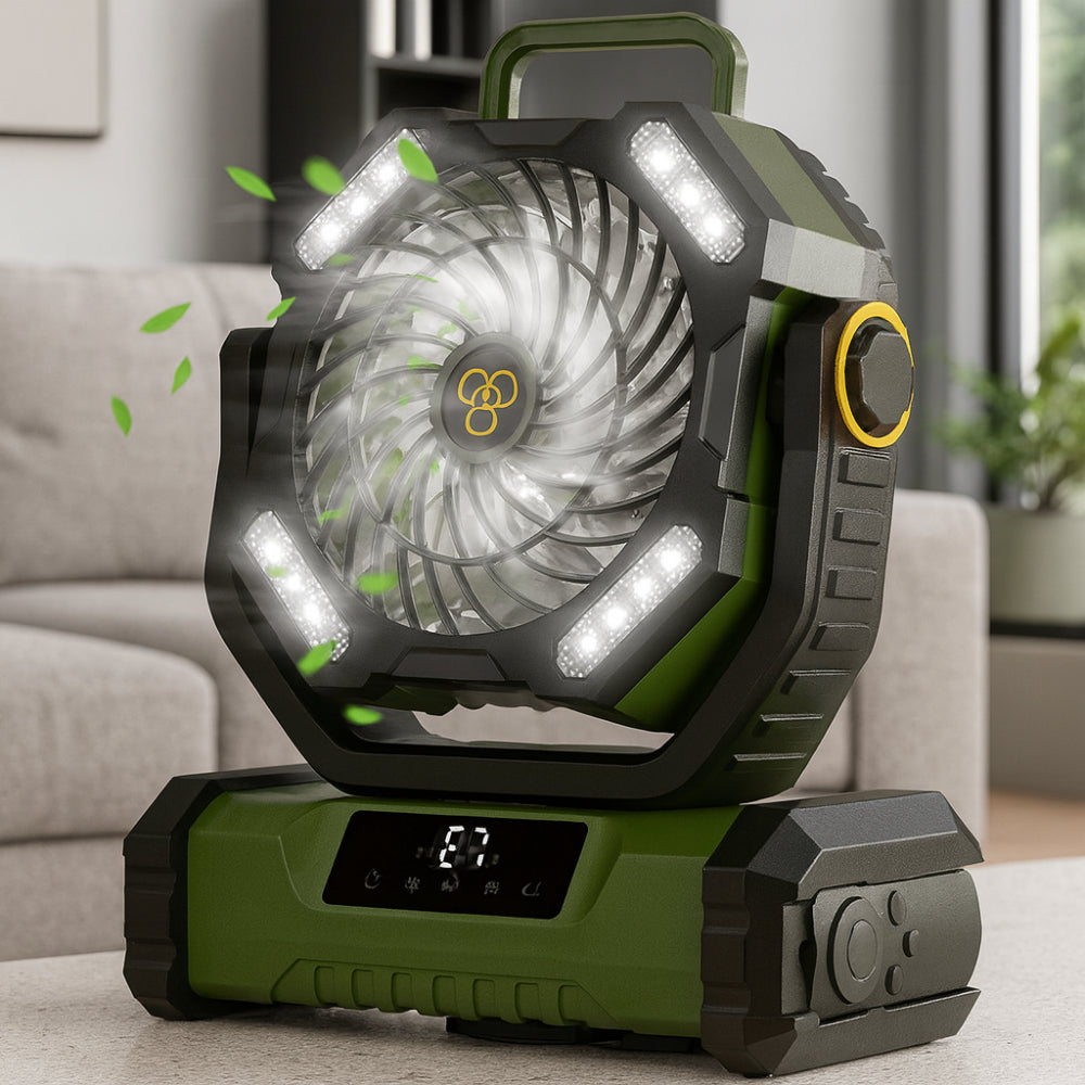 Compact Battery Powered Outdoor Camping Fan with Remote