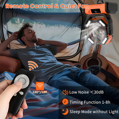 Compact Battery Powered Outdoor Camping Fan with Remote