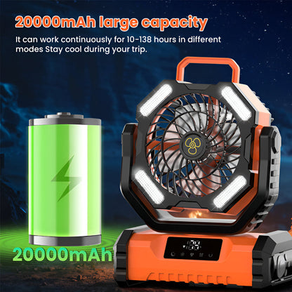 Compact Battery Powered Outdoor Camping Fan with Remote