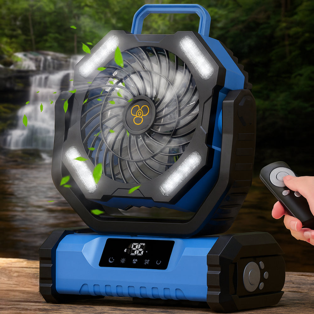 Compact Battery Powered Outdoor Camping Fan with Remote
