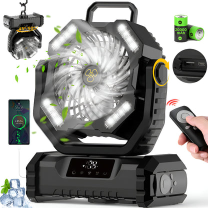 Compact Battery Powered Outdoor Camping Fan with Remote