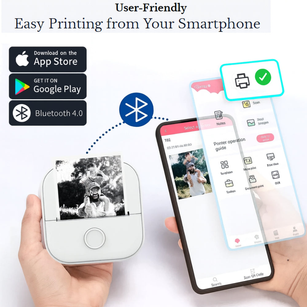 Compact Wireless Photo Printer Bluetooth Label Maker