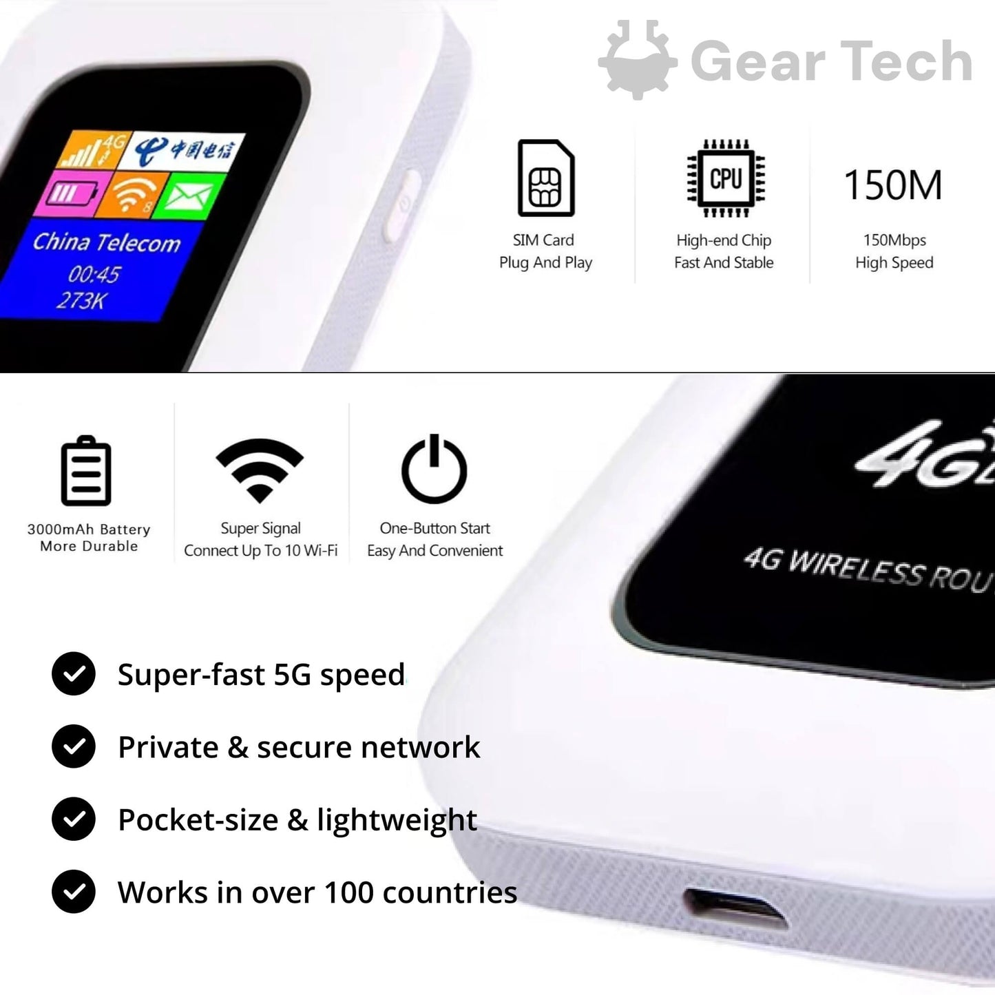Compact 5G Mobile Wi-Fi Hotspot For Travel And Home