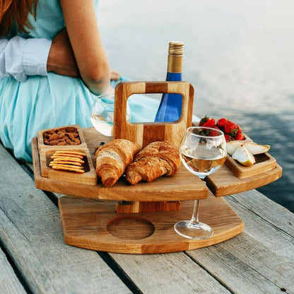 Collapsible Wooden Outdoor Wine Picnic Table