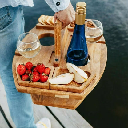 Collapsible Wooden Outdoor Wine Picnic Table
