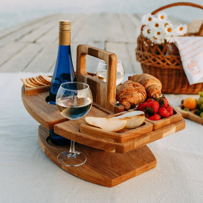 Collapsible Wooden Outdoor Wine Picnic Table