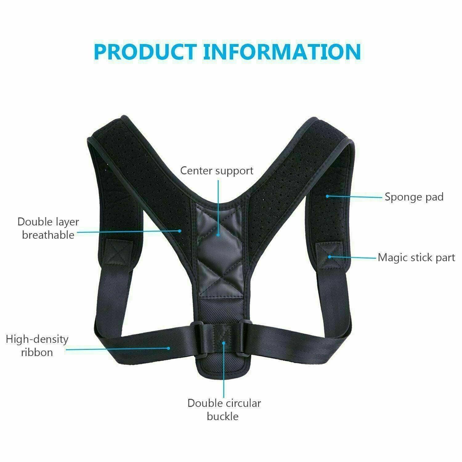 Posture Corrector Back Brace - Adjustable Breathable Clavicle Support Straight Shoulder Straps 5