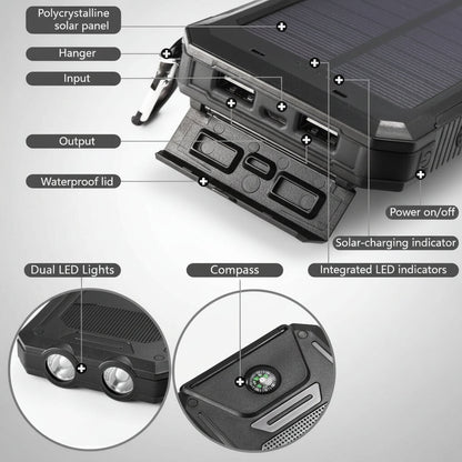 Waterproof Portable 20000mAh Solar Power Bank