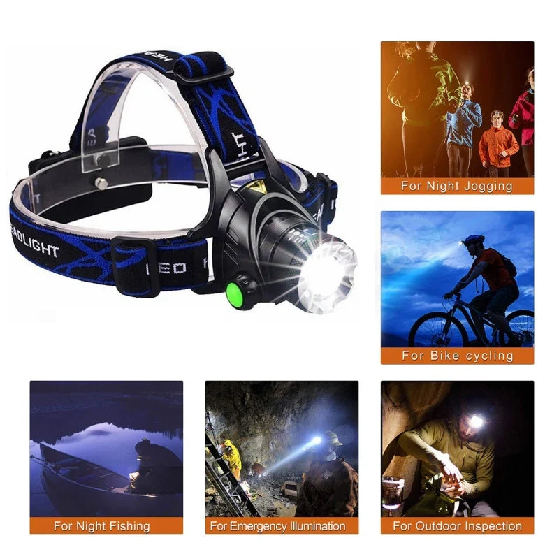 Bright LED Hiking Headlamp Water Resistant Adjustable