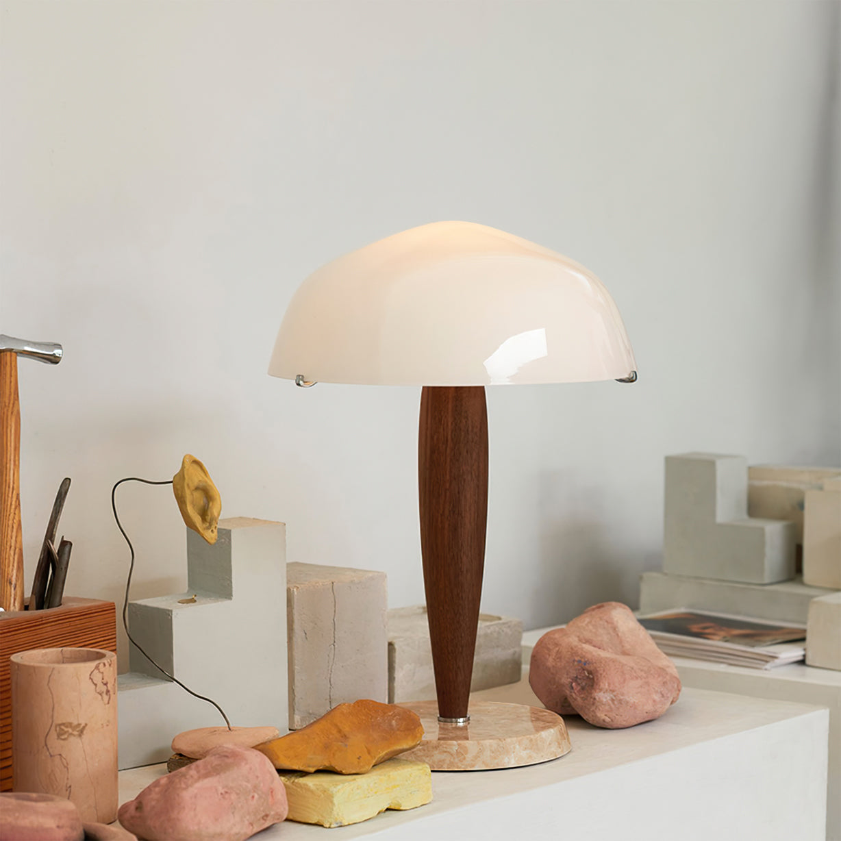 PureGlow – Marble Base Table Lamp with Glass Top 1