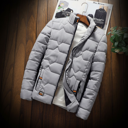 Warm Quilted Mens Jacket with Zip Pockets - Lusomart