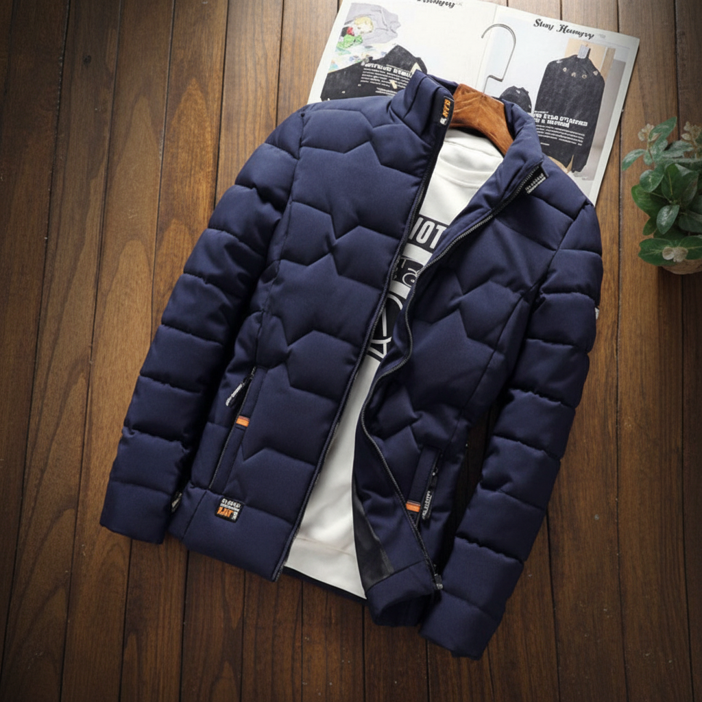 Warm Quilted Mens Jacket with Zip Pockets