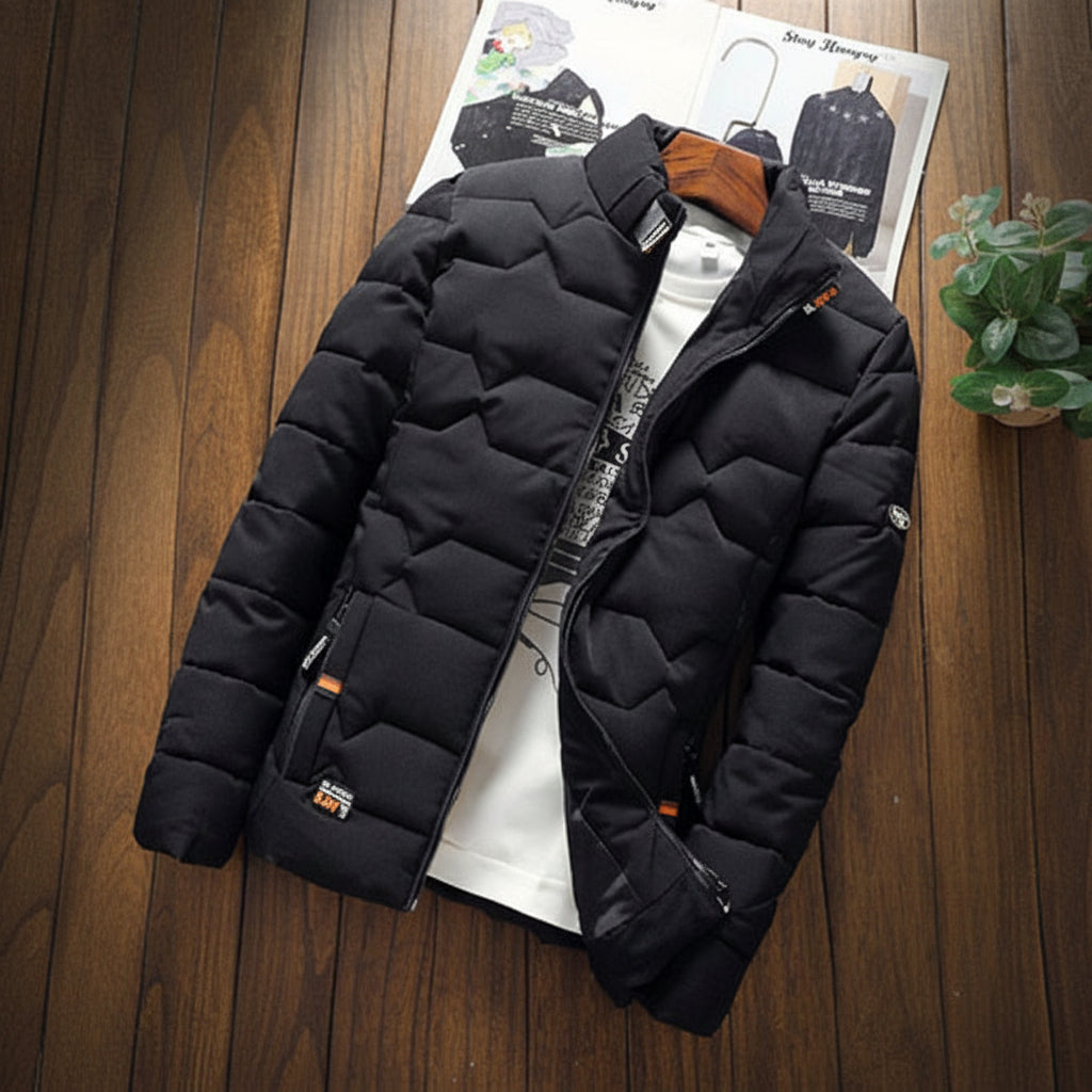 Warm Quilted Mens Jacket with Zip Pockets